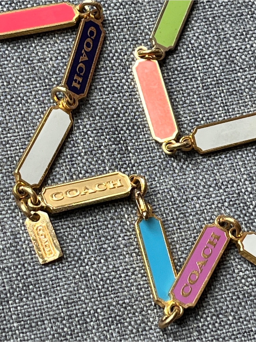 Coach Colorblock Enamel Link Necklace with Multicolor and Logo Links - Picture 7 of 10